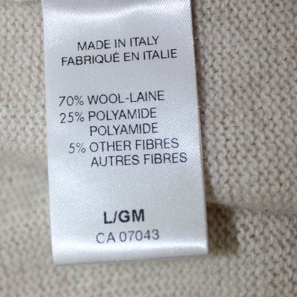 Lorenzo Magni Florence Italy 4 Buttons Neck Wool Cream Brown Men   Sweater Large - Picture 7 of 8